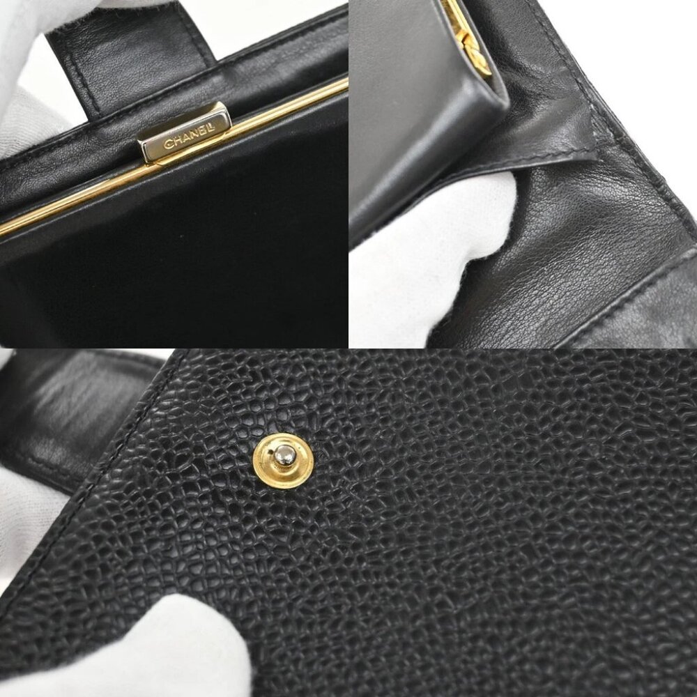 CHANEL CC LOGO Long Bifold Wallet Grained Calfskin Leather Black France - Picture 10 of 14